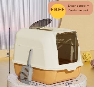 Double-door fully enclosed litter box (PL124) — wholesale cat litter box